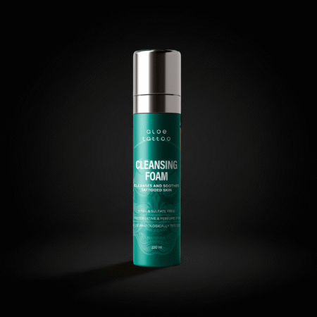 Professional antibacterial green foam for tattoo sessions. Helps cleanse skin and maintain hygiene in studio work