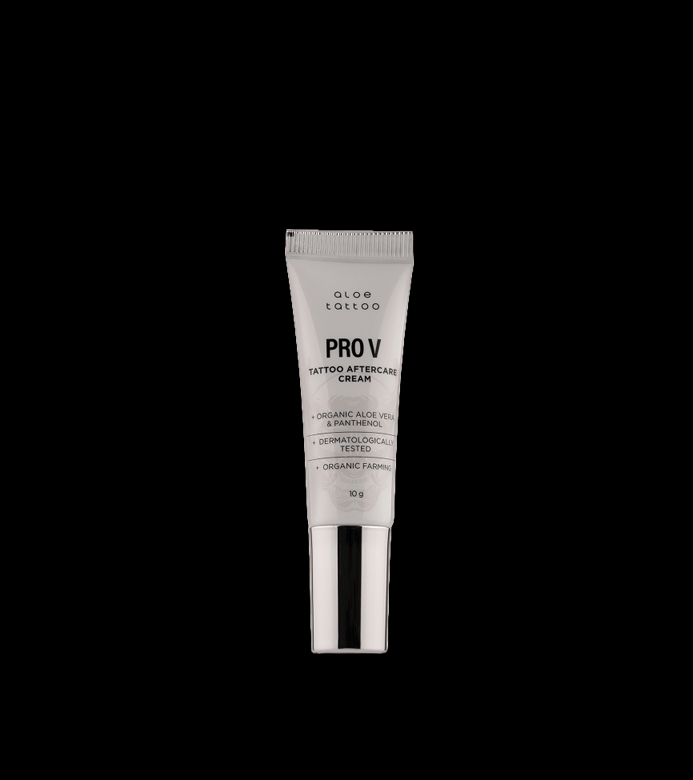Aloe Tattoo PRO V parandav kreem 10gr järelhoolduseks pärast tätoveerimist. Toetab naha uuenemist, niisutust ja kaitset puhta koostisega
