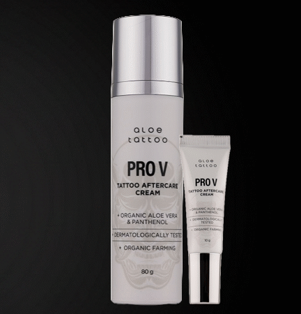 Aloe Tattoo PRO V Healing Cream for tattoo aftercare. Supports skin regeneration, moisture balance, and protection with a clean formula.