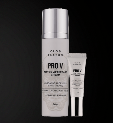 Aloe Tattoo PRO V parandav kreem järelhoolduseks pärast tätoveerimist. Toetab naha uuenemist, niisutust ja kaitset puhta koostisega