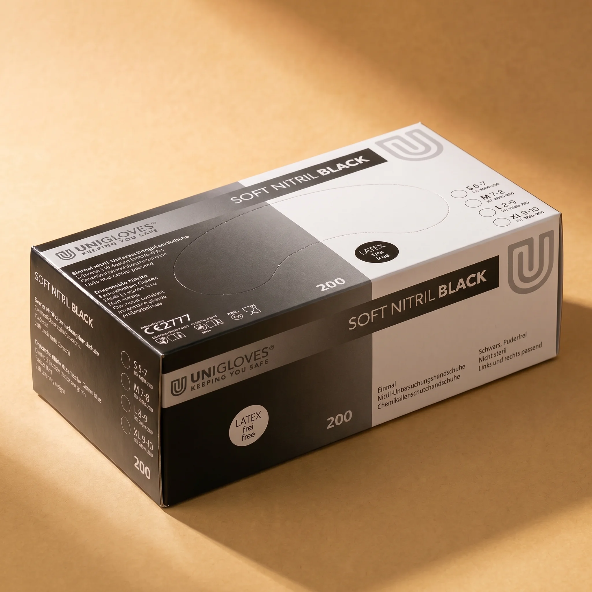 UNIGLOVES Soft Nitrile Gloves BLACK 200 tk