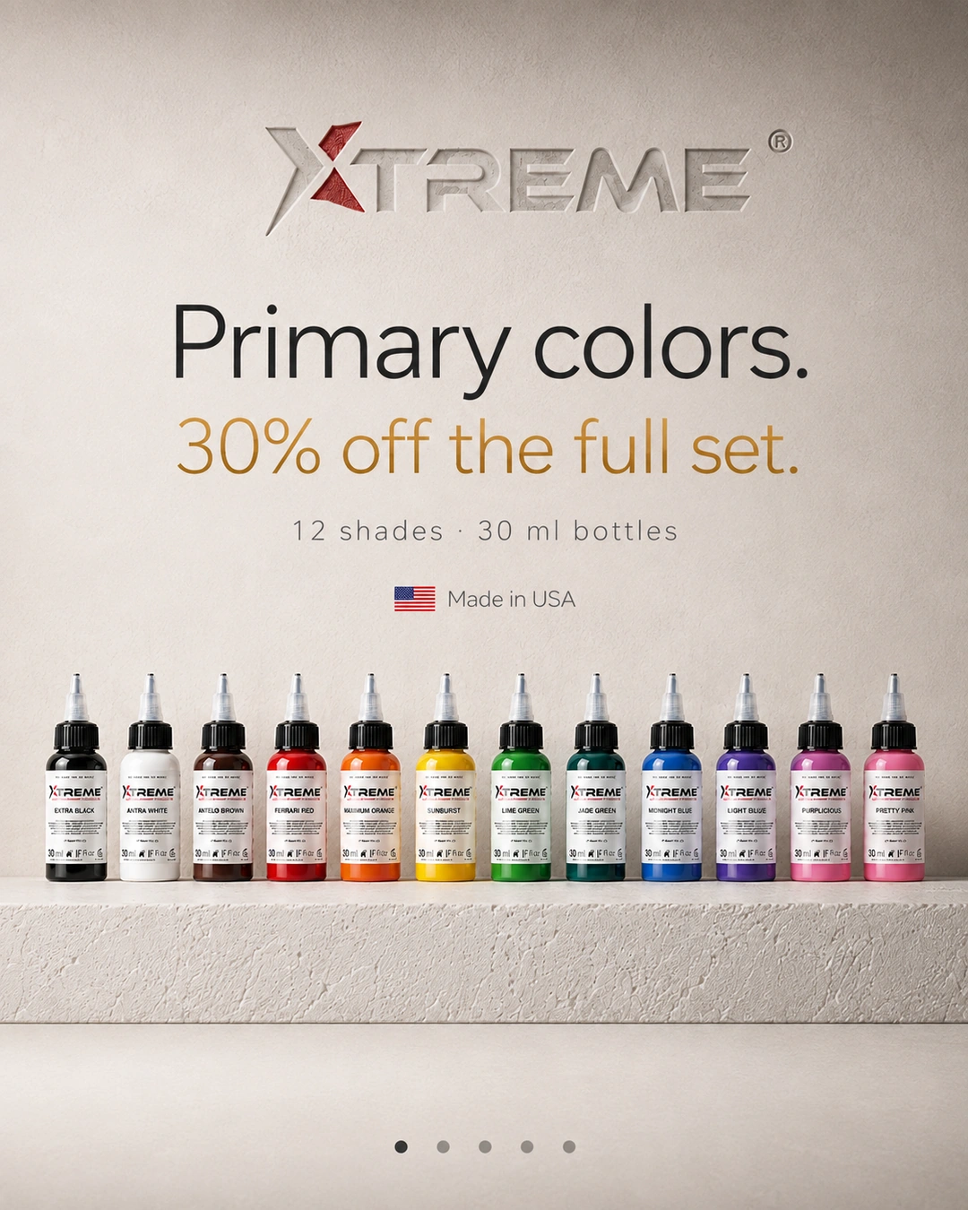 Xtreme Primary Color Set 12 tattoo ink colors